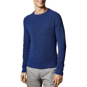TED BAKER Blue Mixme Directional Ribbed Crewneck Sweater